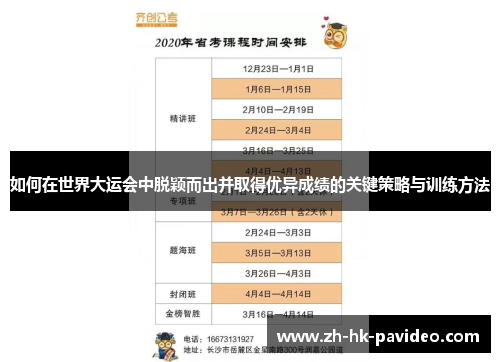 如何在世界大运会中脱颖而出并取得优异成绩的关键策略与训练方法